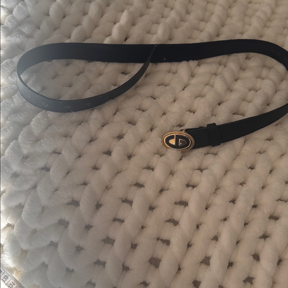 Vintage Christian Dior Navy Leather Belt